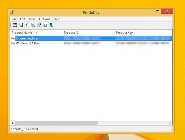 Screenshot che mostra come trovare Product Key Windows 8.1 