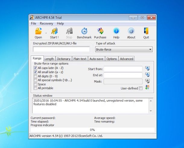 Screenshot di Advanced Archive Password Recovery
