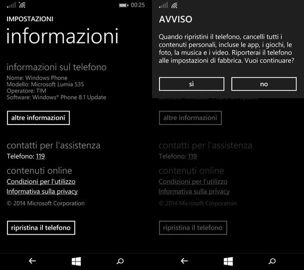 Come resettare Nokia Lumia