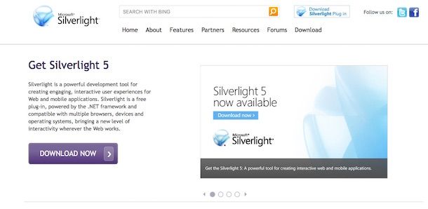 Screenshot di Silverlight su Mac
