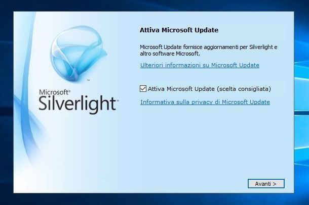 Screenshot di Microsoft Silverlight su Windows