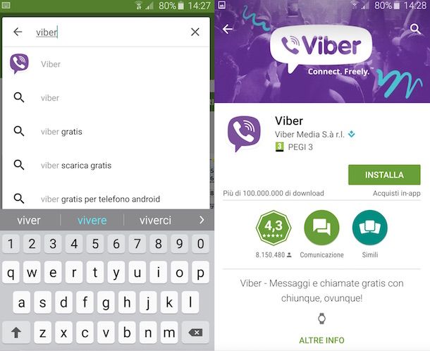 Screenshot di Viber su Andrpid