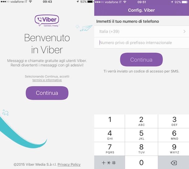 Screenshot di Viber su iPhone