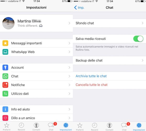 Screenshot che mostra come recuperare chat WhatsApp su iPhone