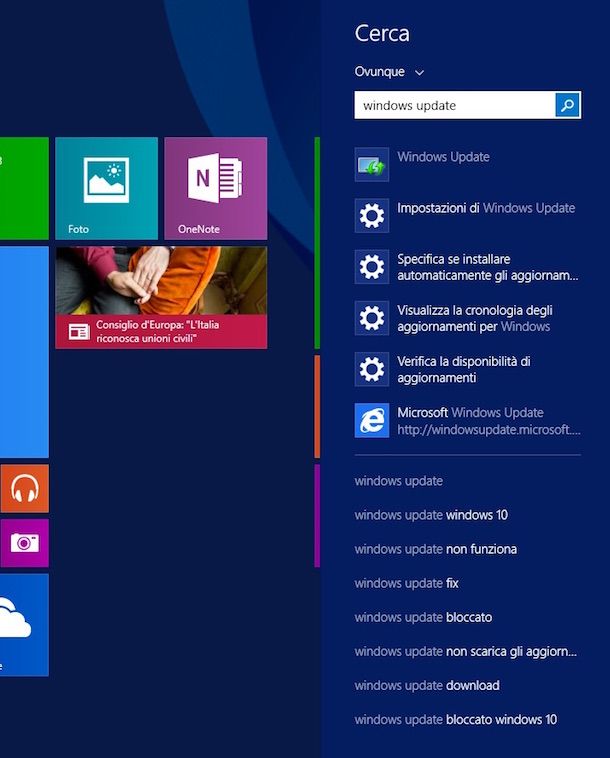 Screenshot di Windows 8