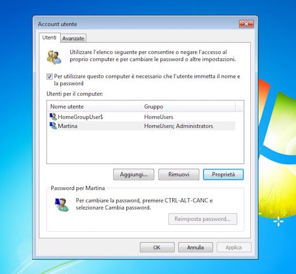 Screenshot di Windows 7