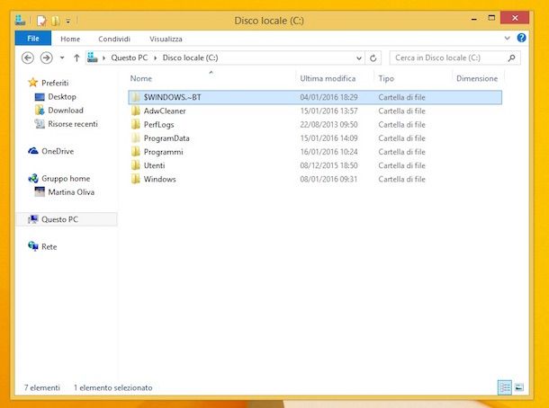 Screenshot che mostra come eliminare aggiornamento Windows 10