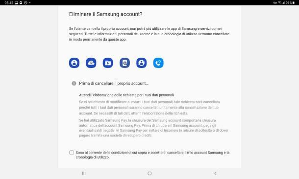 Come cancellare un account Samsung