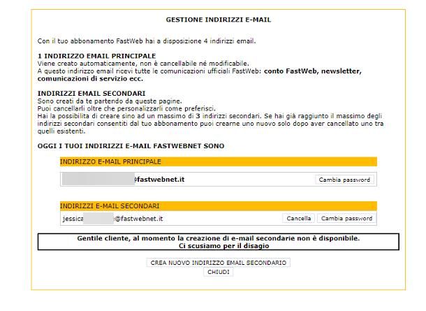 Come cambiare password su MyFastweb e FASTMail