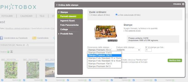 selezione formato photobox