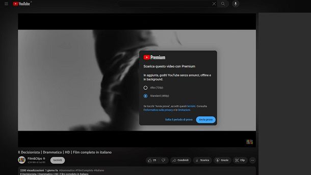 Scaricare film gratis senza programmi YouTube Premium