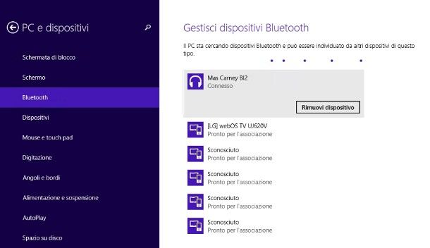 Come attivare Bluetooth Windows 8