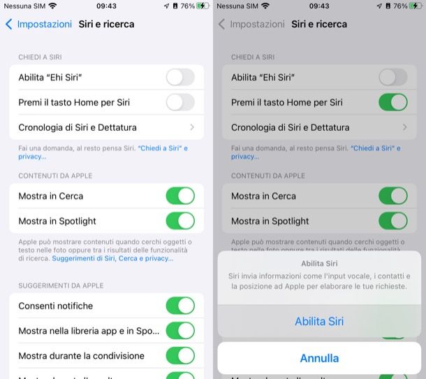 Attivare Siri da iPhone con tasto Home