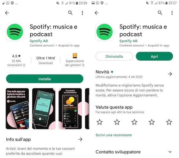 Installare Spotify su smartphone