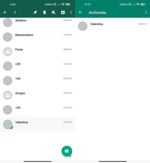 Nascondere conversazioni WhatsApp