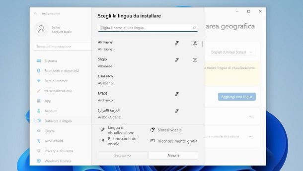 Come cambiare lingua al PC Windows 11