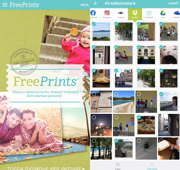 Freeprints schermata iniziale