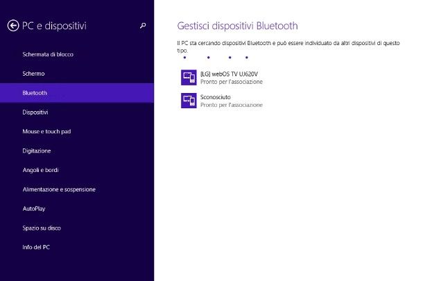Come attivare Bluetooth Windows 8