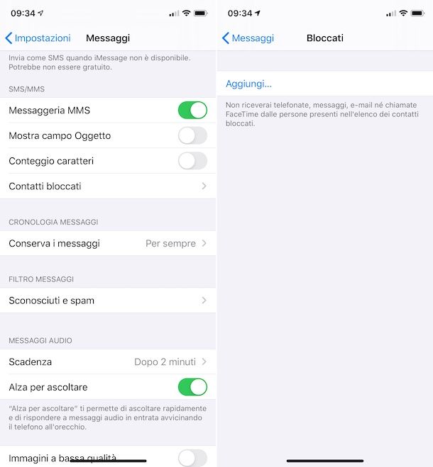 Blocco SMS iOS