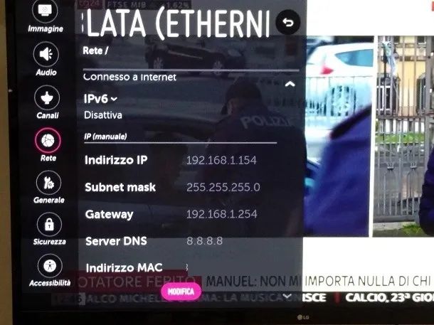 Cambiare DNS TV LG