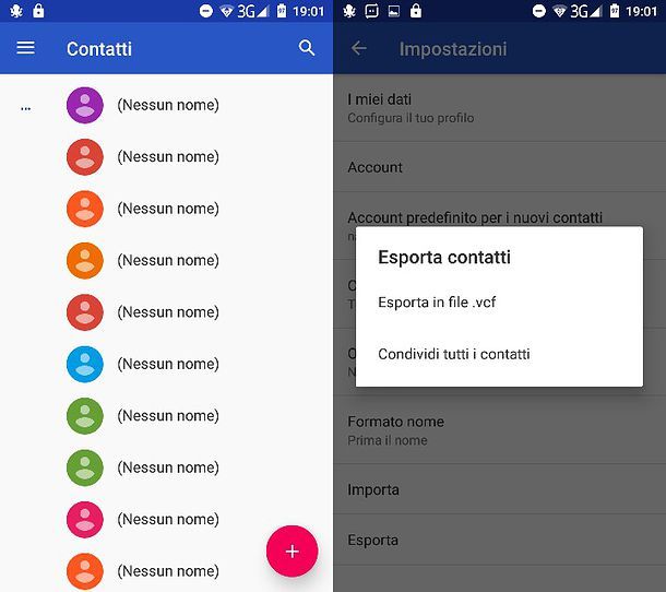 Come salvare contatti Android