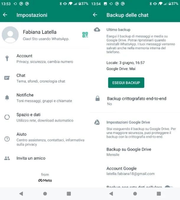 Recupero da backup Android