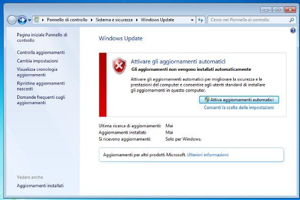 Come ripristinare Windows Update: Windows 7