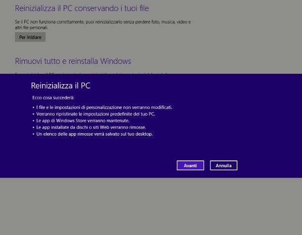 Come formattare Windows 8 senza CD