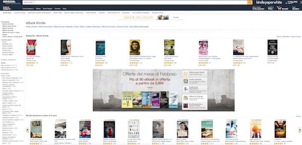 Screenshot del Kindle Store di Amazon