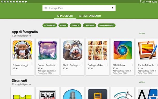 Screenshot di Google Play Store