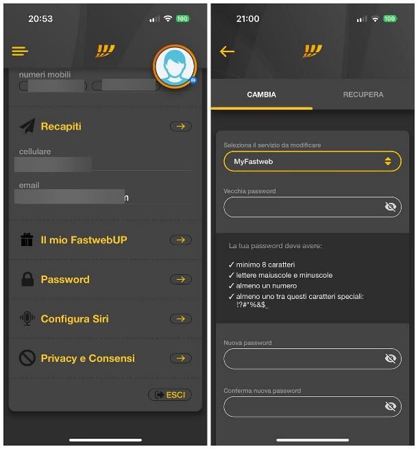 Come cambiare password Fastweb