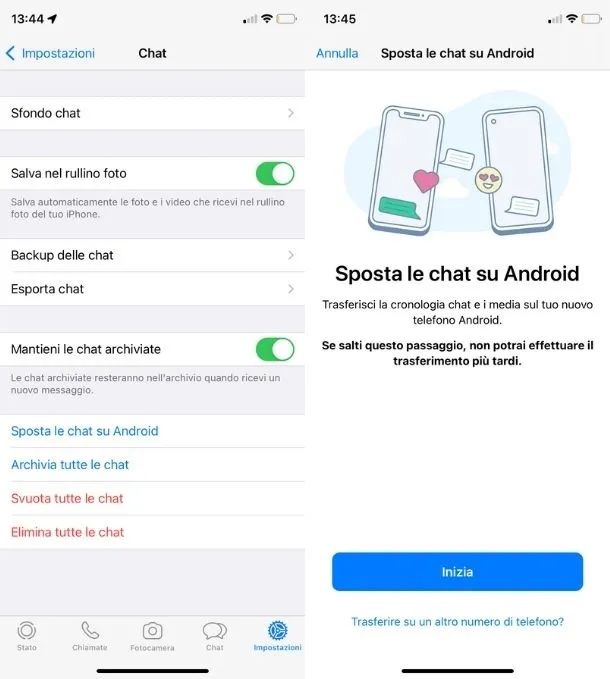 Sposta le chat su Android