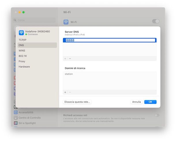 Cambiare DNS su Mac