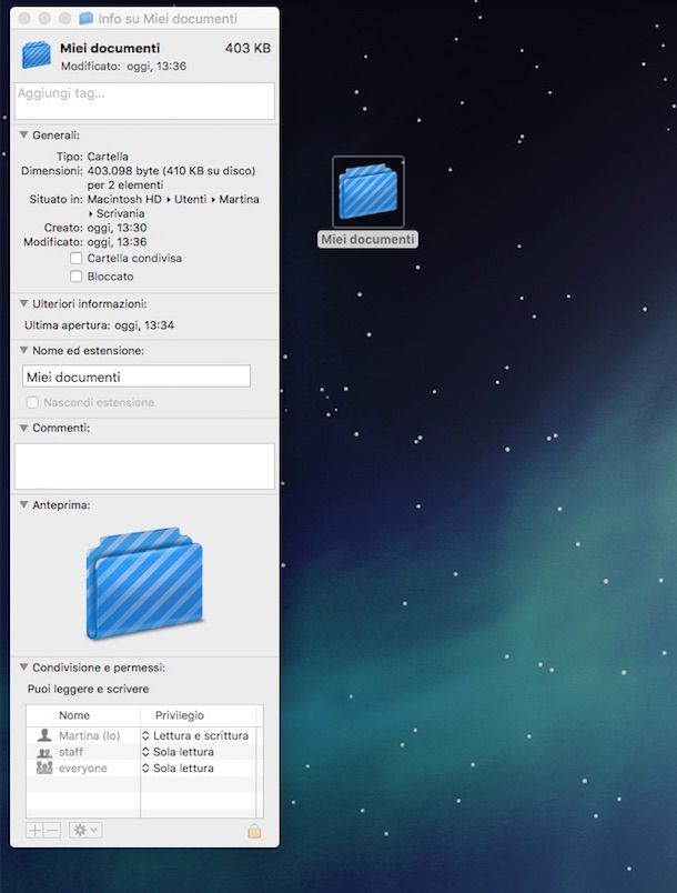 Screenshot che mostra cm cambiare icone Mac