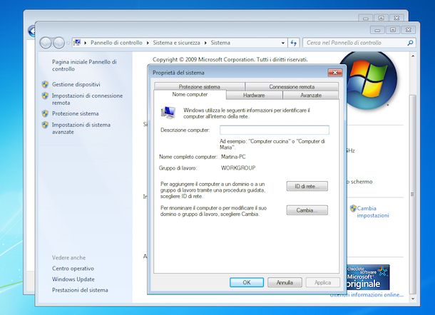 Screenshot che mostra come creare cartella condivisa su Windows
