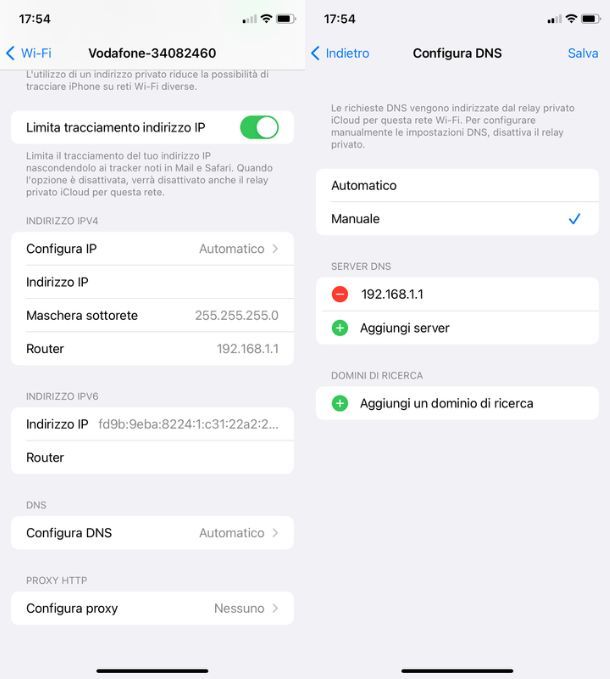 Cambio DNS iPhone