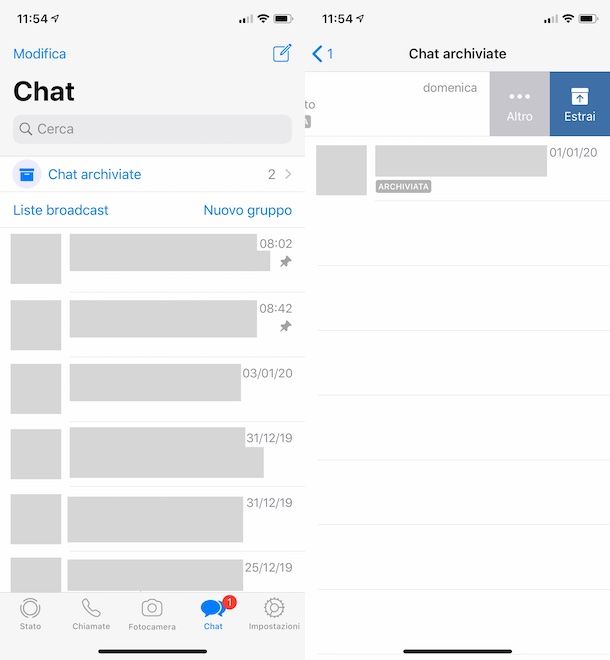 Chat archiviate WhatsApp iPhone