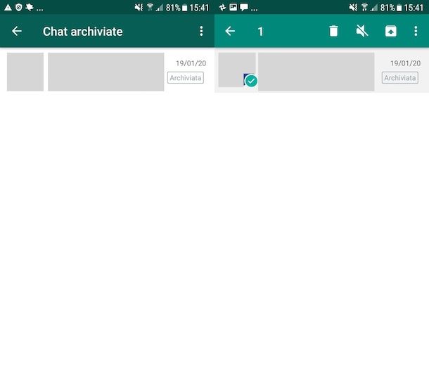 Chat archiviate WhatsApp Android