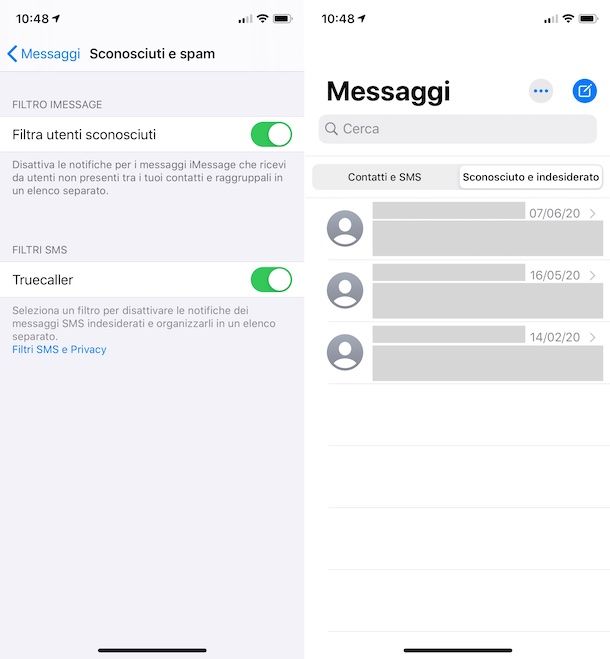 Filtro messaggi iOS