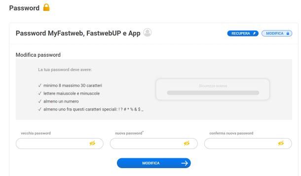 Come cambiare password Fastweb