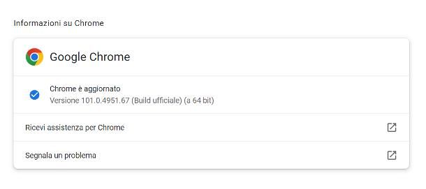 Come aggiornare browser: Chrome