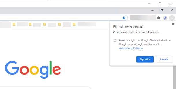 Come ripristinare pagine Chrome chiuse