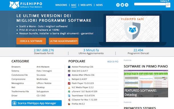 Screenshot di FileHippo
