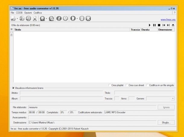 Screenshot di Fre:ac