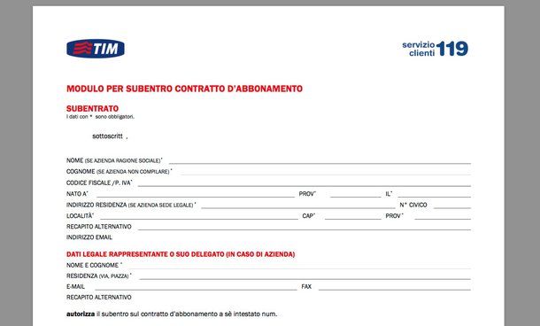 Come cambiare intestatario SIM TIM