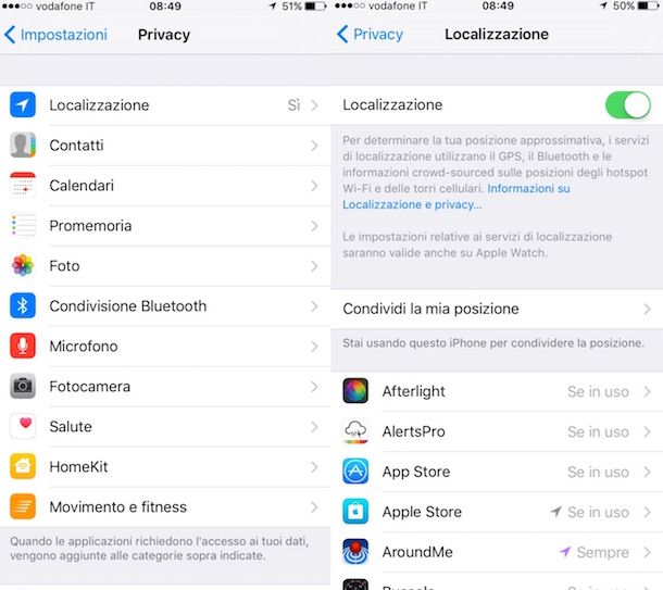 Screenshot di iPhone