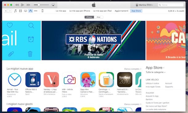 Screenshot di iTunes