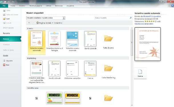 Screenshot di Microsoft Office Publisher