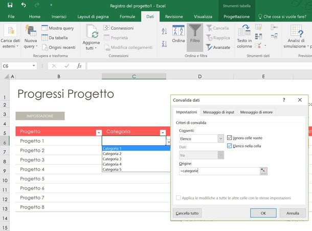 Come creare menu a tendina Excel