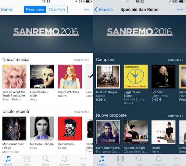 Screenshot di iTunes Store su iPod Touch